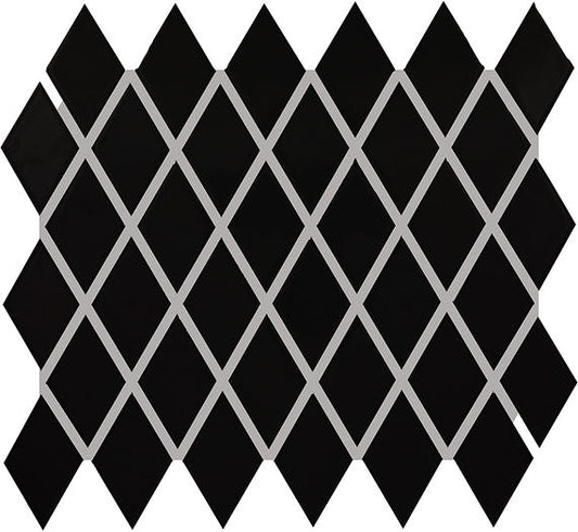 2x3 Color Wheel Retro Diamond  Mosaic Solid-Color Matte Smooth Ceramic Tile Black