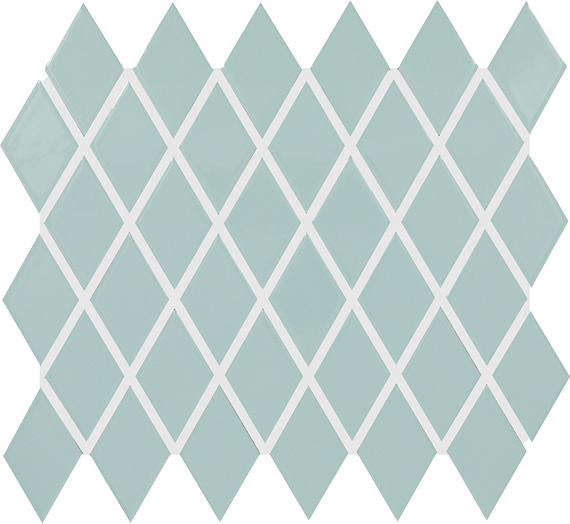 2x3 Color Wheel Retro Diamond  Mosaic Solid-Color Glossy Smooth Ceramic Tile Light Aqua