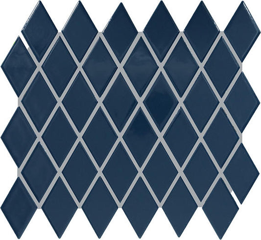 2x3 Color Wheel Retro Diamond  Mosaic Solid-Color Glossy Smooth Ceramic Tile Navy Blue