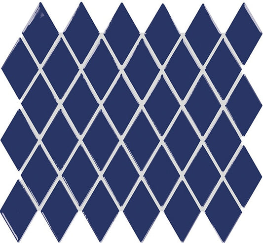 2x3 Color Story Mosaics Diamond  Mosaic Solid-Color Glossy Smooth Ceramic Tile Sapphire Blue