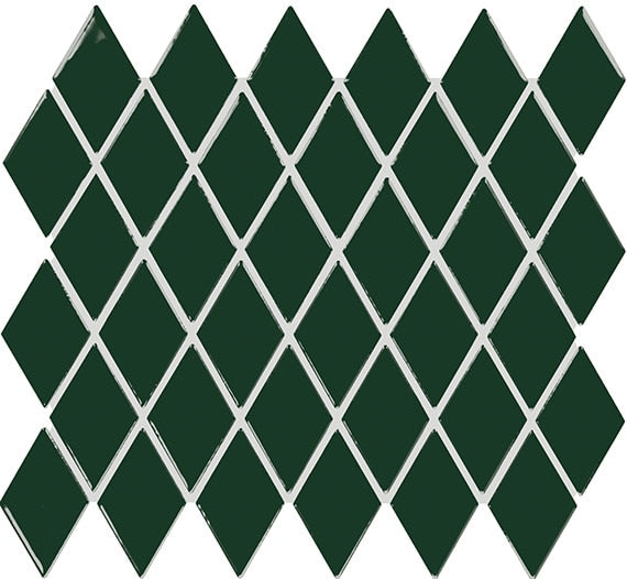 2x3 Color Story Mosaics Diamond  Mosaic Solid-Color Glossy Smooth Ceramic Tile Emerald Green
