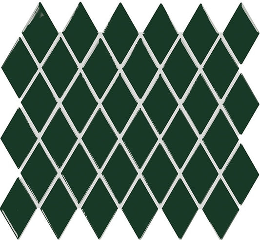 2x3 Color Story Mosaics Diamond  Mosaic Solid-Color Glossy Smooth Ceramic Tile Emerald Green