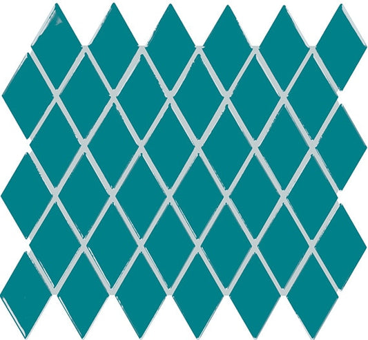 2x3 Color Story Mosaics Diamond  Mosaic Solid-Color Glossy Smooth Ceramic Tile Peacock Blue