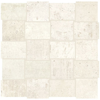 Soft White - 12x12 Union Basketweave Mosaic Concrete-Look Matte Smooth Porcelain Tile