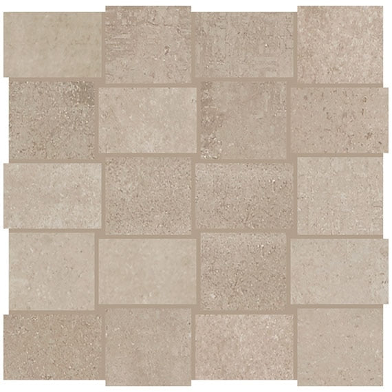 2x3 Union Basketweave  Mosaic Concrete-Look Matte Smooth Porcelain Tile Warm Beige