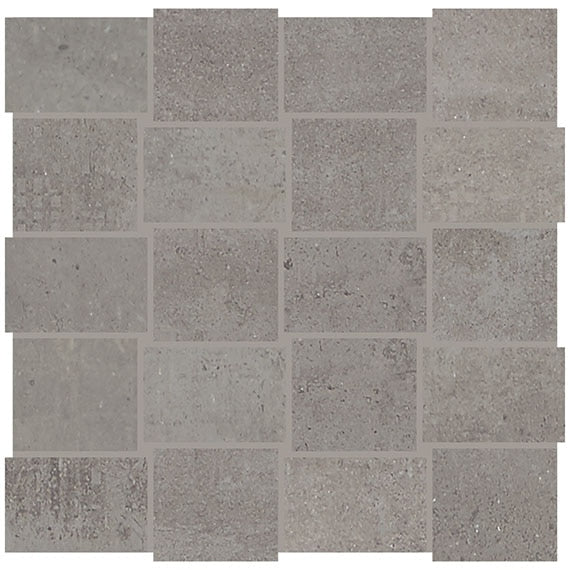2x3 Union Basketweave  Mosaic Concrete-Look Matte Smooth Porcelain Tile Soft Gray