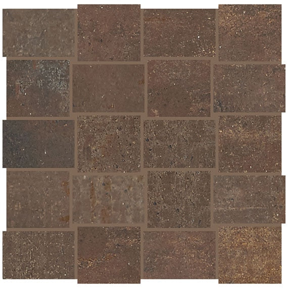 2x3 Union Basketweave  Mosaic Concrete-Look Matte Smooth Porcelain Tile Brown