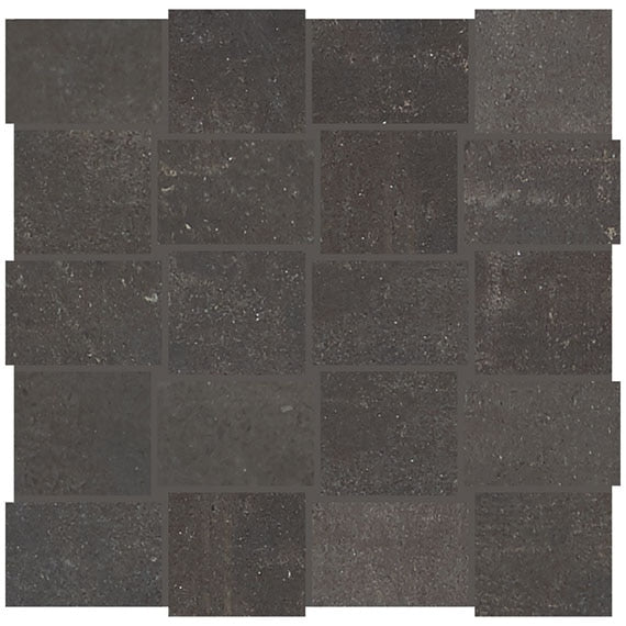 2x3 Union Basketweave  Mosaic Concrete-Look Matte Smooth Porcelain Tile Black