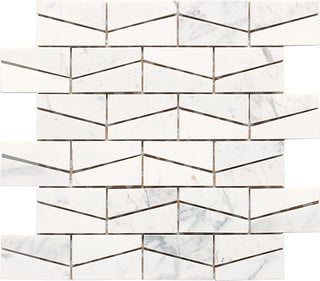 White Marble - 12x14 Stone La Mod Mosaic Polished Smooth Stone Tile