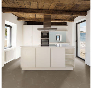Taupe Brown - 24x20 Bee Hive Hexagon Natural Concrete-Look Matte Smooth Porcelain Tile