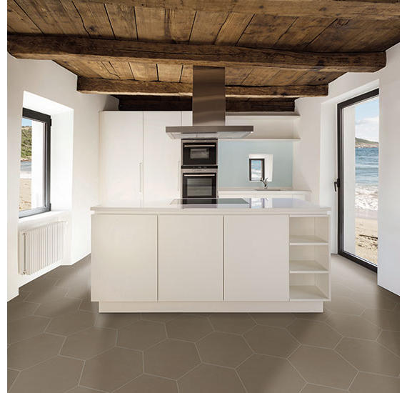 24x20 Bee Hive Hexagon  Natural Concrete-Look Matte Smooth Porcelain Tile Taupe Brown