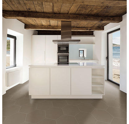 24x20 Bee Hive Hexagon  Natural Concrete-Look Matte Smooth Porcelain Tile Taupe Brown