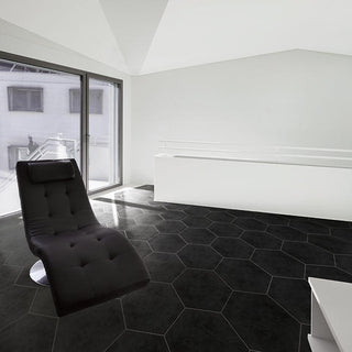 Deep Black - 24x20 Bee Hive Hexagon Natural Concrete-Look Matte Smooth Porcelain Tile