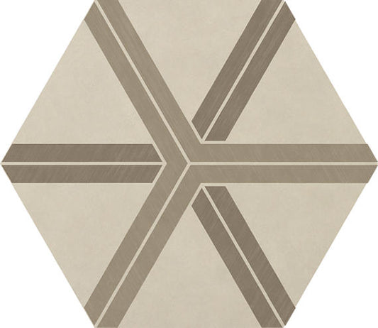 24x20 Bee Hive Hexagon Intricate Geometry  Patterned Concrete-Look Matte Smooth Porcelain Tile Tan