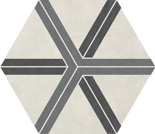 24x20 Bee Hive Hexagon Intricate Geometry  Patterned Concrete-Look Matte Smooth Porcelain Tile Gray