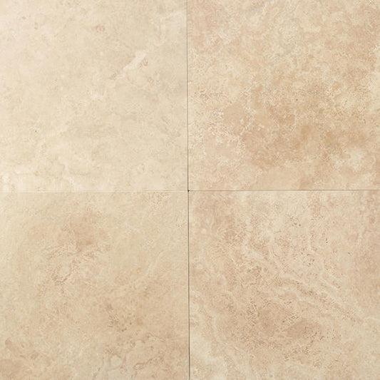 24x24 Travertine Grid Natural Stone-Look Honed Natural Travertine Tile Soft Ivory