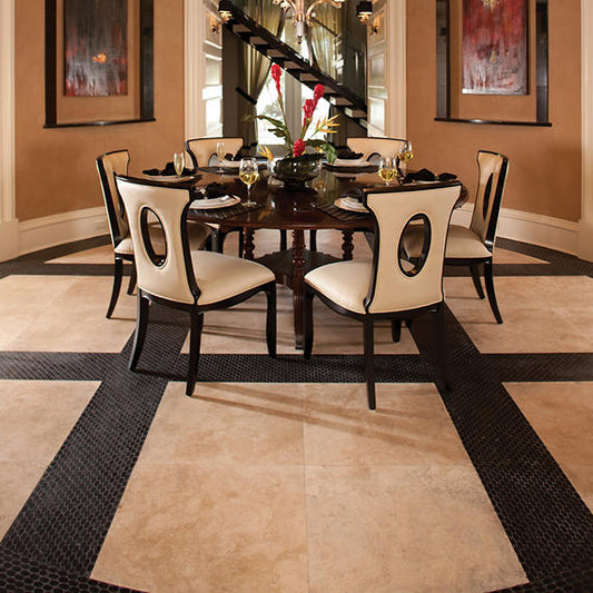 24x24 Travertine Grid Natural Stone-Look Honed Natural Travertine Tile