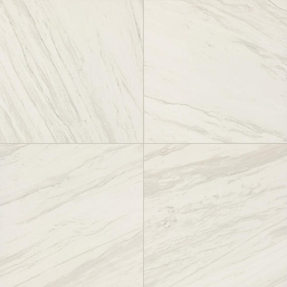 24x24 Perpetuo Light Veining  Natural Marble-Look Polished Smooth Porcelain Tile Soft White