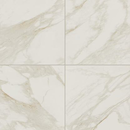 24x24 Perpetuo Light Veining  Natural Marble-Look Polished Smooth Porcelain Tile Cream White