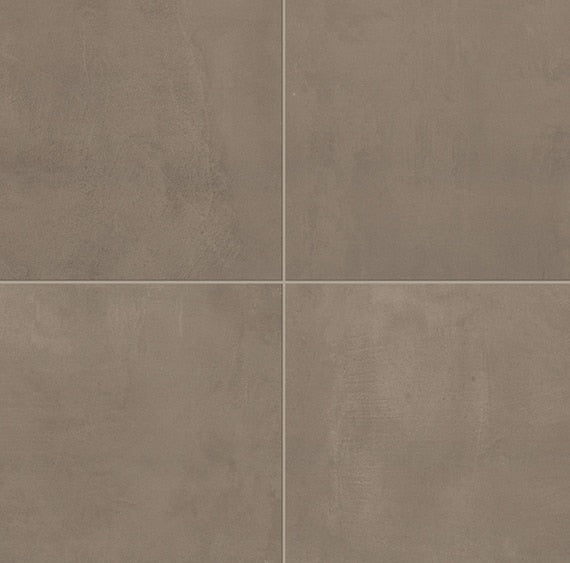 24x24 Chord  Natural Concrete-Look Polished Smooth Porcelain Tile Mocha Brown