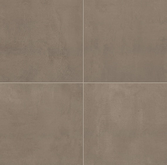 24x24 Chord  Natural Concrete-Look Polished Smooth Porcelain Tile Mocha Brown