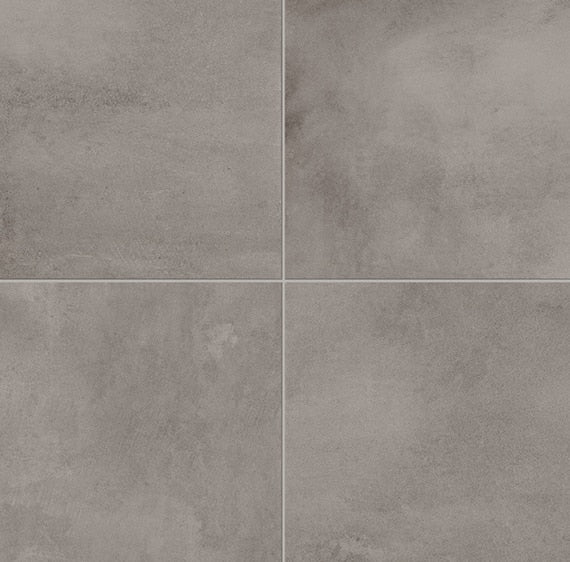 24x24 Chord  Natural Concrete-Look Polished Smooth Porcelain Tile Medium Gray