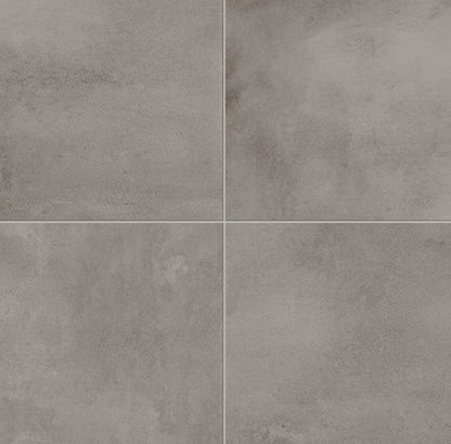 24x24 Chord  Natural Concrete-Look Polished Smooth Porcelain Tile Medium Gray