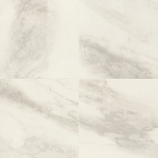24x24 Historia Light Veining  Natural Marble-Look Polished Smooth Porcelain Tile White Gray