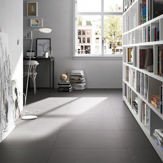 Black Charcoal - 24x24 Block Natural Concrete-Look Matte Smooth Porcelain Tile