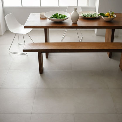 24x24 Block  Natural Concrete-Look Matte Smooth Porcelain Tile White Ivory