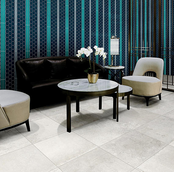 24x24 Creativo   Stone-Look Matte Smooth Porcelain Tile Ivory Beige
