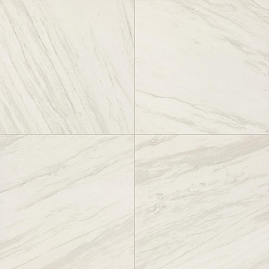 24x24 Perpetuo  Natural Marble-Look Matte Smooth Porcelain Tile Soft White