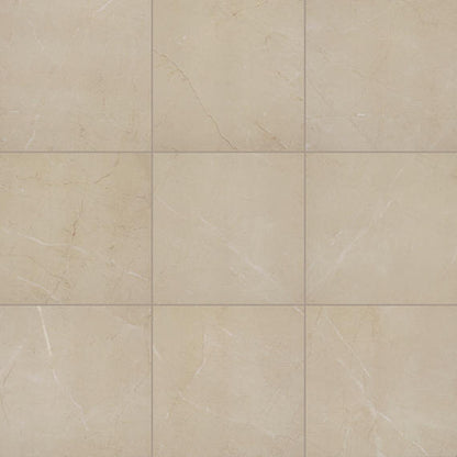 24x24 Perpetuo  Natural Marble-Look Matte Smooth Porcelain Tile Warm Beige