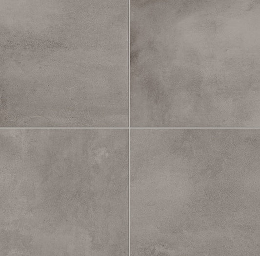 24x24 Chord  Natural Concrete-Look Matte Smooth Porcelain Tile Medium Gray