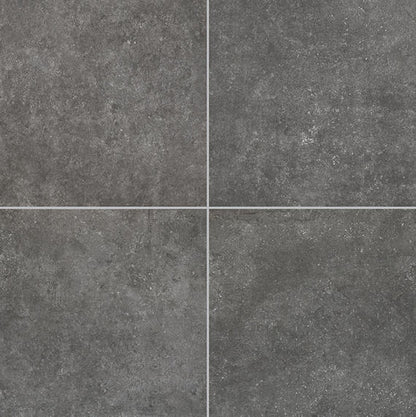 24x24 Historic Limestone  Natural Stone-Look Matte Textured Porcelain Tile Dark Gray