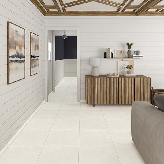 24x24 Portfolio  Natural Concrete-Look Matte Smooth Porcelain Tile Soft White