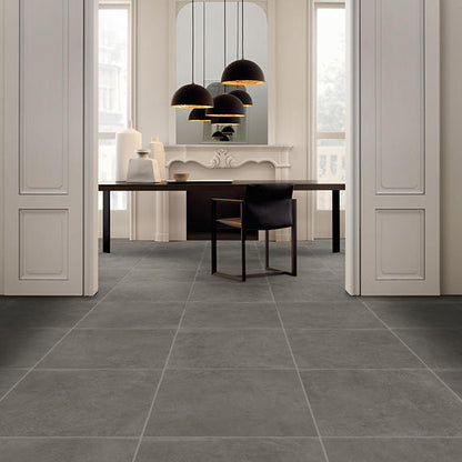 24x24 Portfolio  Natural Concrete-Look Matte Smooth Porcelain Tile Charcoal Gray