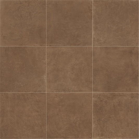 24x24 Portfolio  Natural Concrete-Look Matte Smooth Porcelain Tile Rust Brown