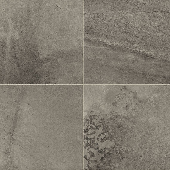 24x24 Slate Attache  Natural Stone-Look Matte Smooth Porcelain Tile Dark Gray