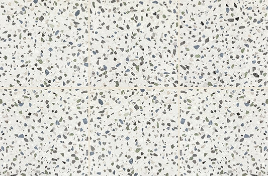 24x24 Outlander Fragment Shard  Natural Terrazzo-Look Matte Smooth Porcelain Tile Soft White