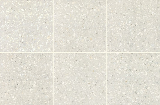 24x24 Outlander Fragment Shard  Natural Terrazzo-Look Matte Smooth Porcelain Tile Warm Ivory
