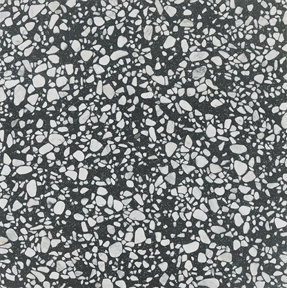 24x24 Outlander Fragment Shard  Natural Terrazzo-Look Matte Smooth Porcelain Tile Charcoal Black