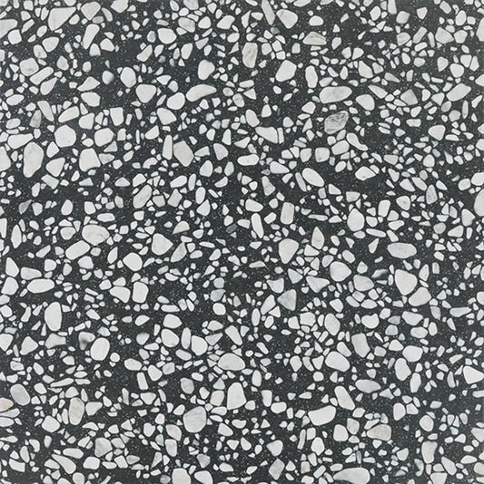 Charcoal Black - 24x24 Outlander Fragment Shard Natural Terrazzo-Look Matte Smooth Porcelain Tile