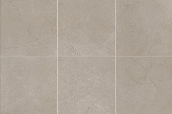 24x24 Classentino Marble  Natural Marble-Look Polished Smooth Porcelain Tile Soft Gray