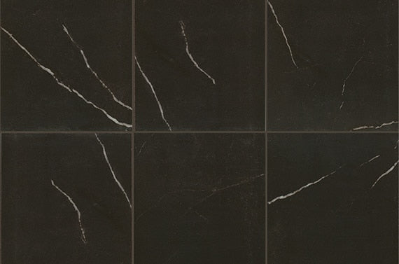 24x24 Classentino Marble  Natural Marble-Look Polished Smooth Porcelain Tile Deep Black