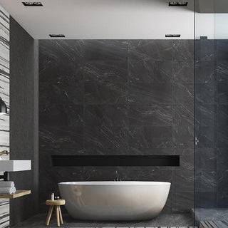 Deep Gray - 24x48 Vertuo Light Veining Natural Stone-Look Matte Smooth Porcelain Tile