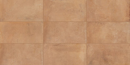 24x48 Rekindle  Stepwise Concrete-Look Matte Smooth Porcelain Tile Clay Orange