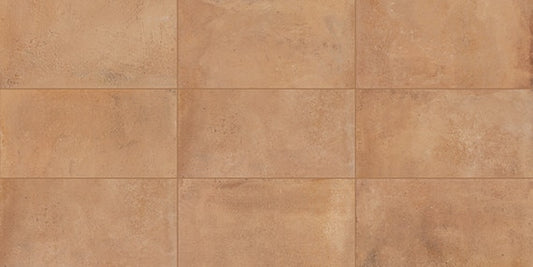 24x48 Rekindle  Stepwise Concrete-Look Matte Smooth Porcelain Tile Clay Orange