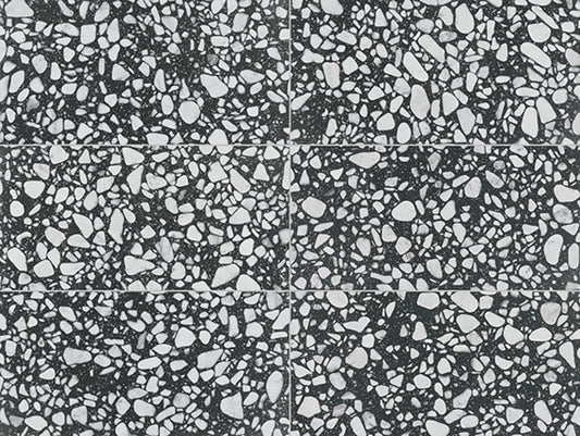 24x48 Outlander  Natural Terrazzo-Look Matte Smooth Porcelain Tile Black White