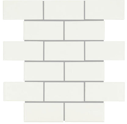 2x4 Artezen Subway Pattern  Mosaic Solid-Color Glossy Smooth Ceramic Tile Elegant White